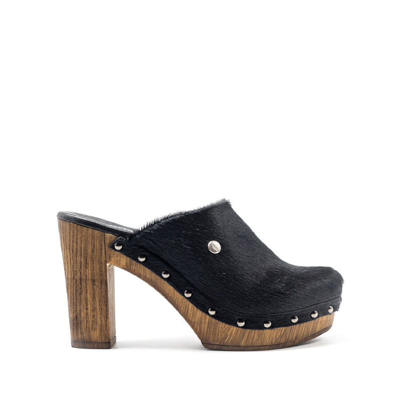 Comillas Black Fur Clog