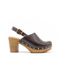 Cullera Chocolate Leather Strip Clog