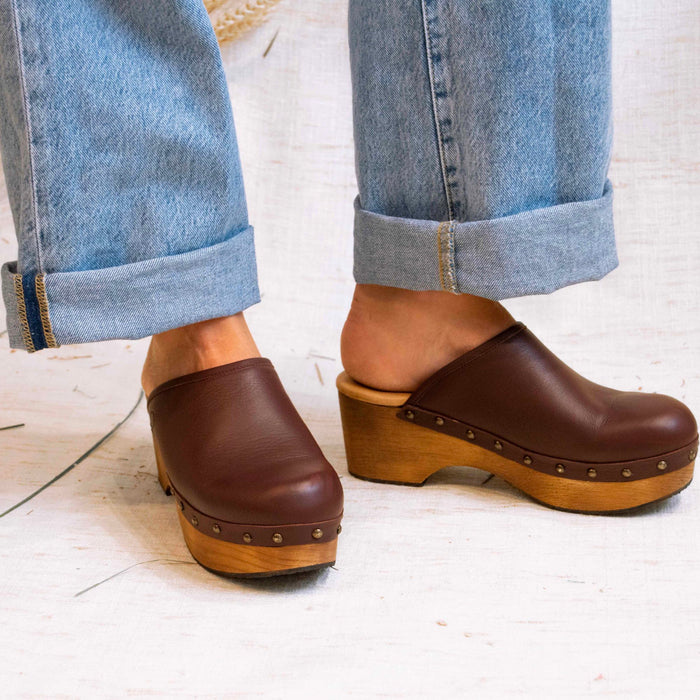 Choco Leather Country Clogs